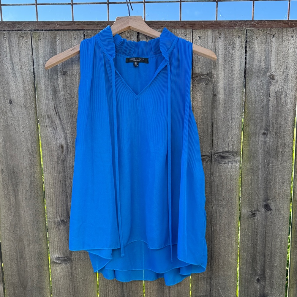 Romeo & Juliet Couture Vibrant Blue Pleated Blouse